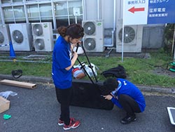 ライフタイム製バスケットゴールの設置例。羽田ヴィッキーズ (WJBL) 様イベント使用例。LT-90089