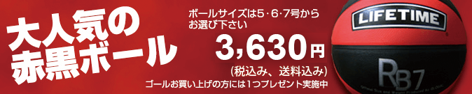 バスケットゴール LIFETIME(ライフタイム) 赤黒ボール ボールサイズは5号、6号、7号からお選びください。ゴールお買い上げの方には1つプレゼント実施中! バスケットゴール LIFETIME(ライフタイム) 赤黒ボール ボールサイズは5号、6号、7号からお選びください。ゴールお買い上げの方には1つプレゼント実施中!